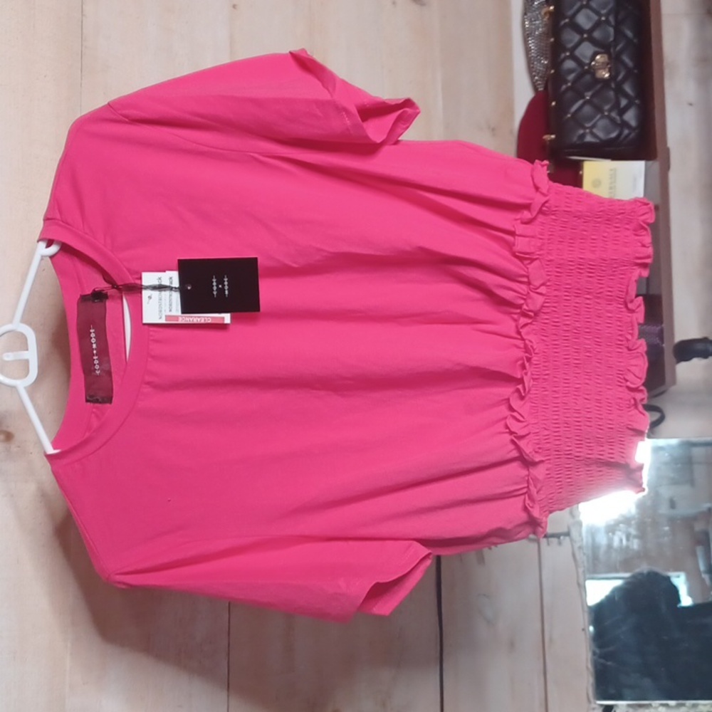 NWT- Code X Mode- Barely Cropped Tee- Hot Barbie Pink- Medium